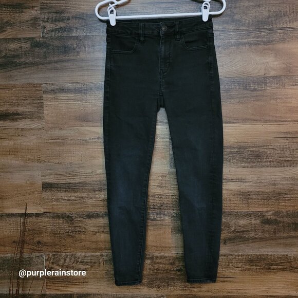 American Eagle Jeans 2 S Jegging Next Level Stretch Hi Rise Black Wash Denim - Picture 1 of 12
